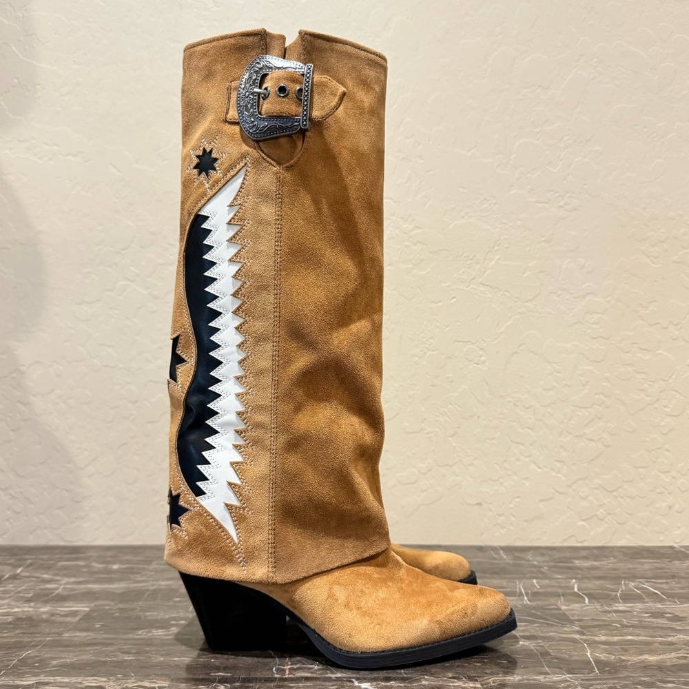 Zodiac Rowena Wings Faux Suede Embellished Western Boots - Picture 8 of 13